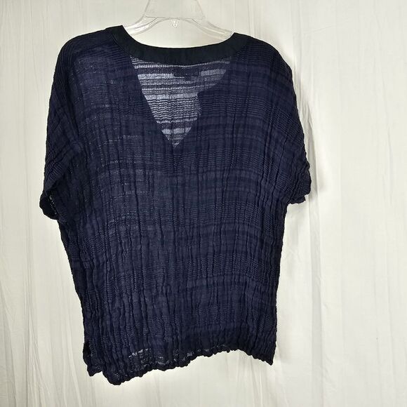Ruby Yaya Navy Purple Striped Gauze Top Blouse Women's  Size Small - Picture 6 of 6